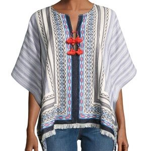 Tory Burch Blaire Embroidered Loose Fit Tunic Poncho Size XS.